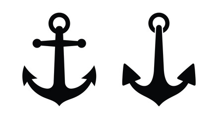 two anchors in black silhouette anchor white background nautical marine sailing ship boat navigation symbol graphic © APIM02SN