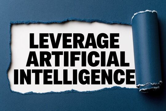 The text leverage artificial intelligence under torn paper