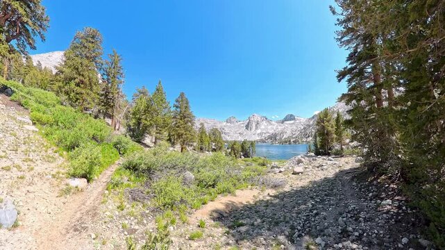 View of Rae Lake and Sierra Mountains along the Pacific Crest Trail