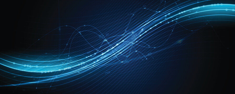 Digital cyberspace dark blue background representing big data, cloud computing, and AI