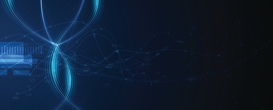 Digital cyberspace dark blue background representing big data, cloud computing, and AI