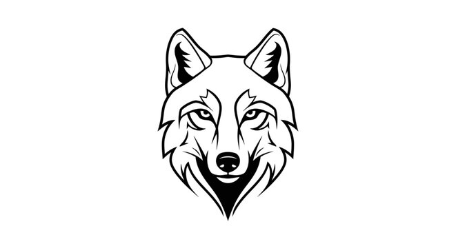Black and white wolf head illustration 1.