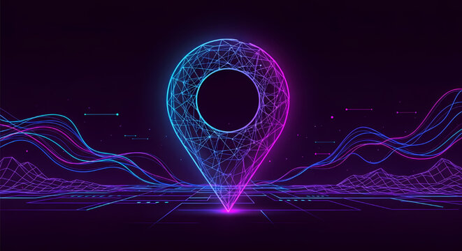 Abstract Digital Map Location Pin Interface