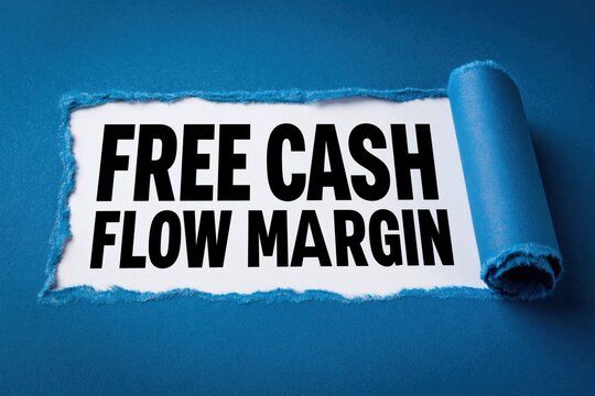 Free cash flow margin message written under torn blue paper background