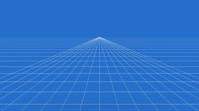 Blueprint grid background with perspective lines, architectural technical drawing floor, blue engineering schematic plane for construction and design