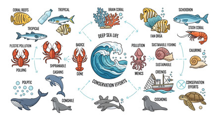 Deep sea life and conservation efforts illustration © Sumia