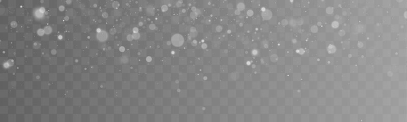 Magical light specks drift over a transparent background. Soft sparkles enhance the elegant visual style. Vector illustration with radiant festive elements. © kleinstock
