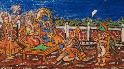 Jaipur Fresco Depicting Hindu Dieties © Great Brut Here