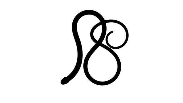 snake symbol , black isolated vector silhouette