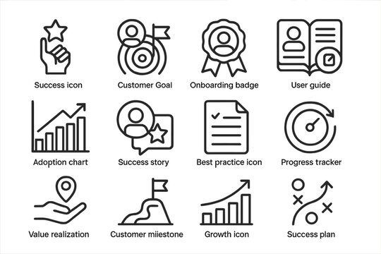 Business icons - success, progress, growth, strategy, customer engagement
