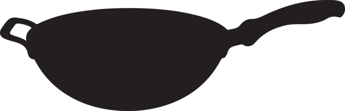 Silhouette of a frying pan with handle