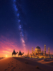 Fototapeta premium Isra miraj template post design 3