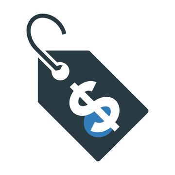 Vector graphic of a price tag with a dollar sign and arrow