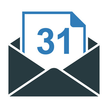 Vector graphic of an open envelope with a document inside marked as number 31.
