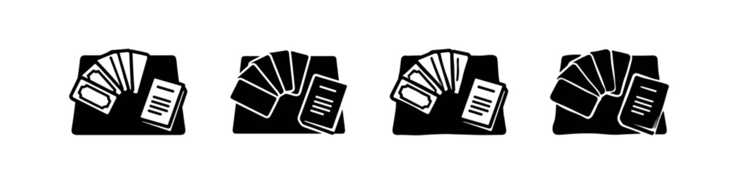Fanned playing cards icons, casino and game concept