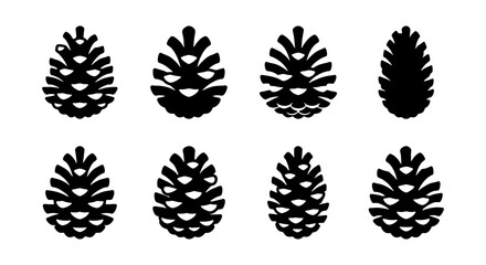 Pine Cone Icons Set, Nature Elements, Forest Graphics, Winter Season Vector Collection © Sohel