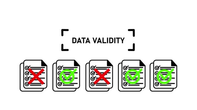 Data validity concept animation flat isometric control checkmark symbols