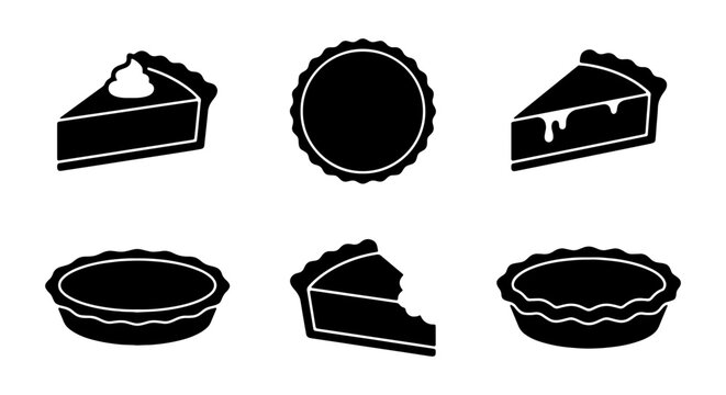 Pie Slices and Whole Pies, Dessert Icons, Sweet Treats Vector Set