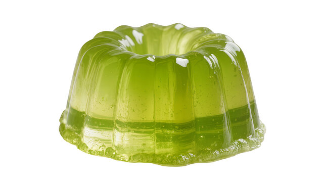 Green layered jelly dessert in fluted mold