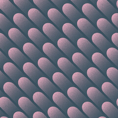 Obraz premium Diagonal capsule stripes abstract pattern vector seamless background with pastel pink blue colours and grained texture. Soft rounded forms create a calm rhythmic flow with delicate decorative balance