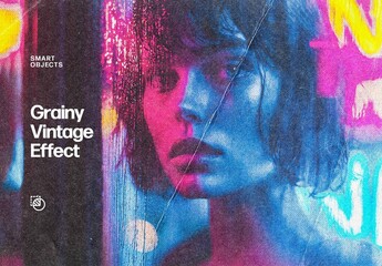 Grainy Vintage Photo Effect – Folded Paper for Album Cover & Social Media (PSD)