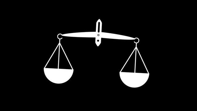 scales of justice.Animated balance scale line icon 4k video. Justice ethics, legal compliance, animation icons.