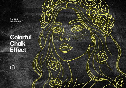 Colorful Chalk Photo Effect &ndash; Sketching for Album Cover & Social Media (PSD)