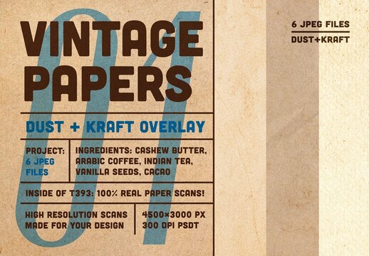 Vintage Paper Textures &ndash; Kraft Brown Background Pack for Design & Print (PSD)