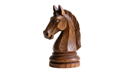 Wooden chess knight piece with detailed carving and natural wood grain © Sarah