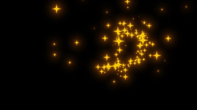 Glowing glitter trail animation, magic sparkles glitter line stars, pixie dust path, Glitter star line animation with starry night twinkling,magic dust, pixie dust path,  black screen background 4K.