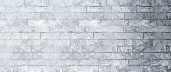 Fototapeta premium Brick wall texture background in white and grey with natural stone blocks and mortar joints for design