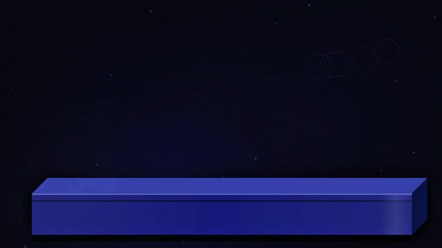 Blue lower third bar animation with abstract hexagons and subtle particles background