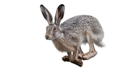 Obraz premium Hare running with long ears and grey fur