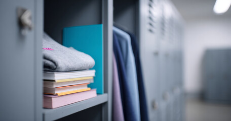 Fototapeta premium School locker with books and sweater inside