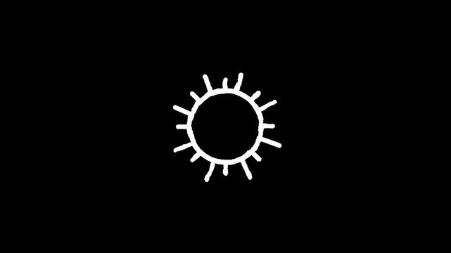 animated sun flare cartoon with chroma key loop. 2D 4K animation sun rays with transparent background. fractal noise