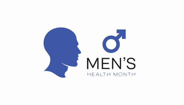Blue silhouette of a male head for mens health month awareness