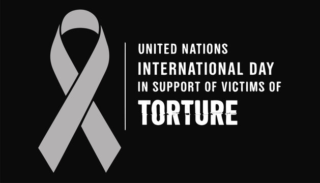 Grey awareness ribbon for international day supporting victims of torture