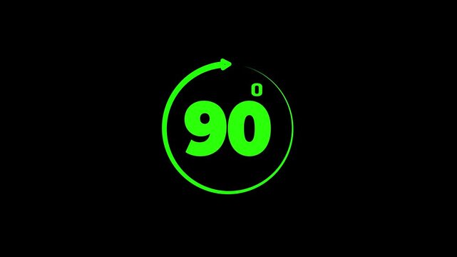 90 degree angle icon animation on a green background.