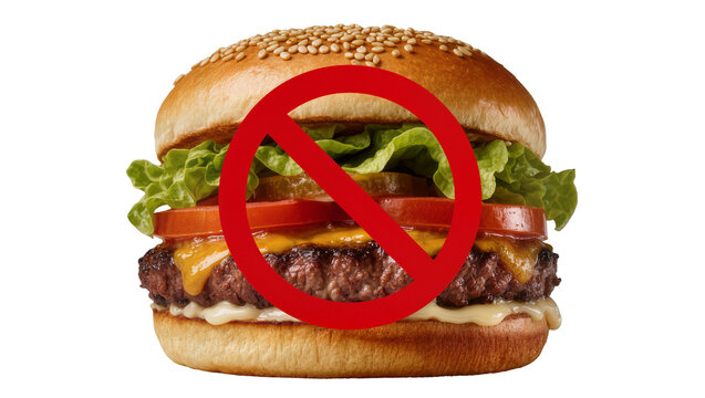 Hamburger with red prohibition sign