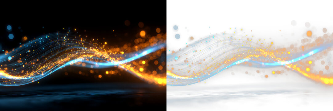 Abstract polygon connection with luminous technology particles PNG