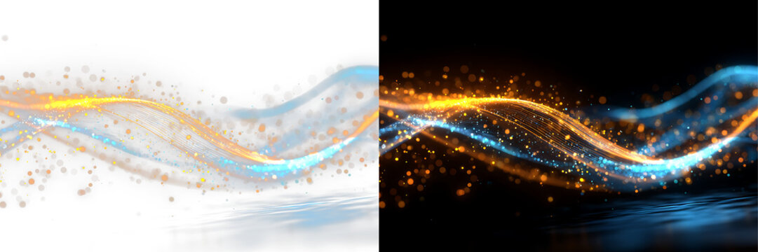 Cyber network visualization with abstract glowing point waves PNG