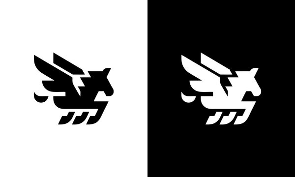 Stylized black and white pega...