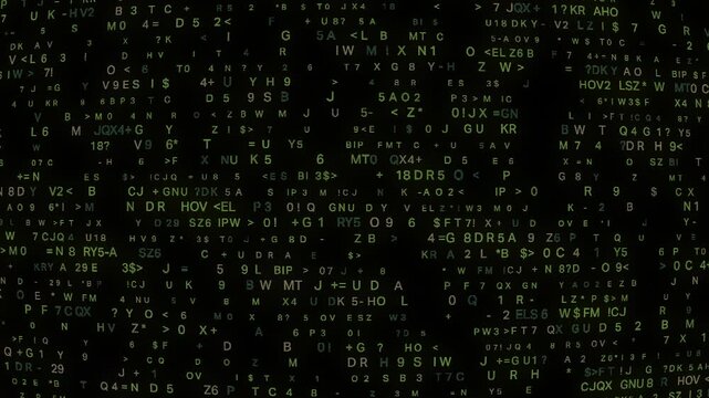 Green Letters Numbers and Symbols Animation Background Loop 4K