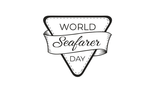 Black and white triangular emblem for world seafarer day celebration