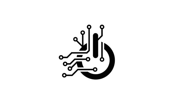 Circuit board logo with lines.
