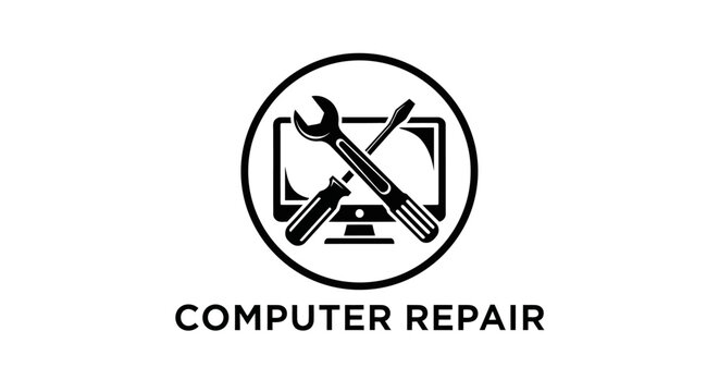 Computer repair service logo design.