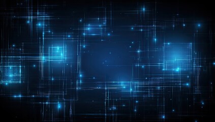 Obraz premium Dark blue background with glowing grid lines and scattered bright points