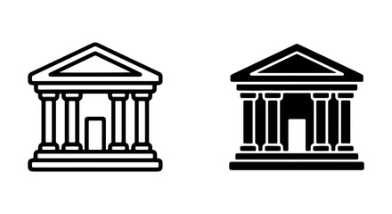 Obraz premium Classic Building Icons, Government Architecture, Public Institution Symbols, Vector Art