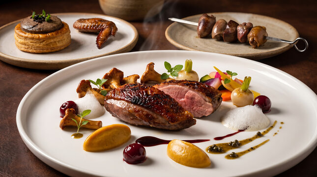 Hay Aged Pigeon with Girolles and Cherry Gastronomy