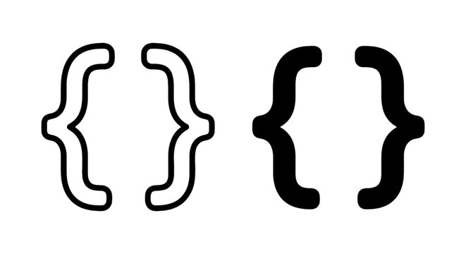 Curly Braces, Brackets, Symbols, Icons, Outline, Filled, Math, Logic, Programming